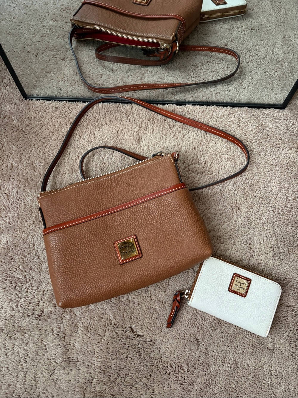 Dooney & Bourke Black Pebble Leather Crossbody with Matching Zip Wallet